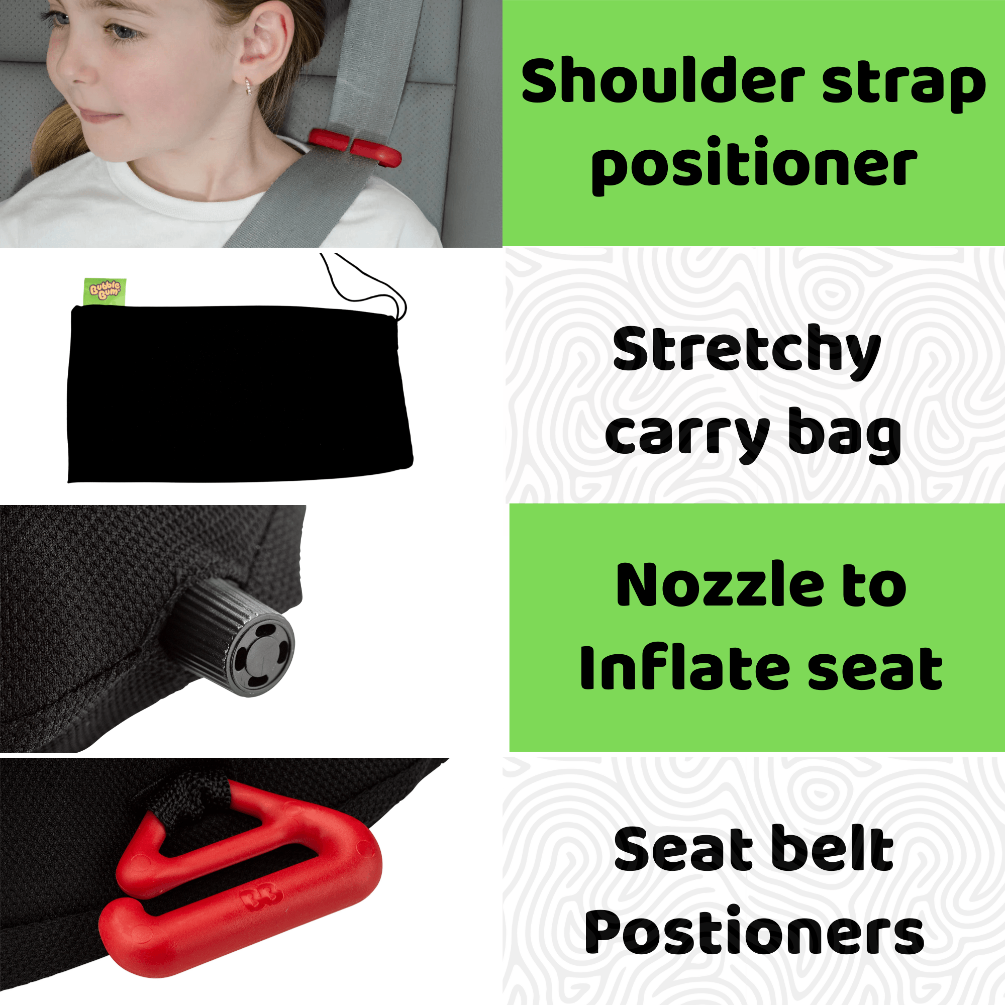BubbleBum Inflatable Travel Booster Seat for Kids (Ages 4–11) Portable Car Booster for Taxis, Rental Cars & Travel ✔️